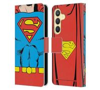Head Case Designs Officially Licensed Superman DC Comics Classic Costume Logos Leather Wallet Case Compatible With Samsung Galaxy S24 5G