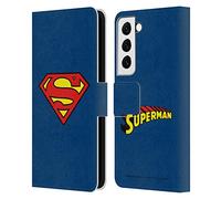 Head Case Designs Officially Licensed Superman DC Comics Classic Logos Leather Wallet Case Compatible With Samsung Galaxy S22 5G