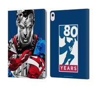 Head Case Designs Officially Licensed Superman DC Comics Collage 80th Anniversary Leather Wallet Case Compatible With Apple iPad Air 13 2024/2025