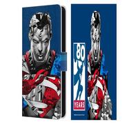 Head Case Designs Officially Licensed Superman DC Comics Collage 80th Anniversary Leather Wallet Case Compatible With Samsung Galaxy S25 FE