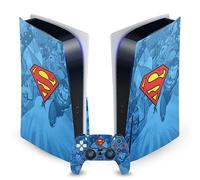 Head Case Designs Officially Licensed Superman DC Comics Collage Logos And Comic Book Vinyl Faceplate Gaming Skin Decal Compatible With Sony PlayStation 5 PS5 Disc Console & DualSense Controller