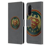Head Case Designs Officially Licensed Superman DC Comics Distressed Badge Logos Leather Wallet Case Compatible With Samsung Galaxy A17 4G / 5G