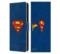 Head Case Designs Officially Licensed Superman DC Comics Distressed Logos Leather Wallet Case Compatible With Samsung Galaxy S25 FE