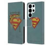 Head Case Designs Officially Licensed Superman DC Comics Japanese Logo Vintage Fashion Leather Wallet Case Compatible With Samsung Galaxy S26 Ultra