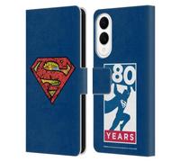 Head Case Designs Officially Licensed Superman DC Comics Logo 80th Anniversary Leather Wallet Case Compatible With Samsung Galaxy S25 Edge