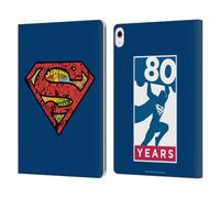 Head Case Designs Officially Licensed Superman DC Comics Logo 80th Anniversary Leather Wallet Case Compatible With Apple iPad Air 13 2024/2025