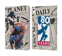 Head Case Designs Officially Licensed Superman DC Comics Newspaper 80th Anniversary Leather Wallet Case Compatible With Apple iPad Air 13 2024/2025