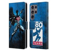 Head Case Designs Officially Licensed Superman DC Comics Splatter 80th Anniversary Leather Wallet Case Compatible With Samsung Galaxy S24 Ultra 5G