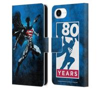Head Case Designs Officially Licensed Superman DC Comics Splatter 80th Anniversary Leather Wallet Case Compatible With Apple iPhone 16e