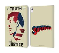 Head Case Designs Officially Licensed Superman DC Comics Truth And Justice Character Art Leather Wallet Case Compatible With Apple iPad Air 13 2024/2025