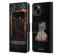 Head Case Designs Officially Licensed Supernatural Sam, Dean, Castiel & Crowley Key Art Leather Wallet Case Compatible With Apple iPhone 15