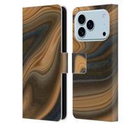 Head Case Designs Officially Licensed Suzan Lind Tan And Blue Marble Swirls Leather Wallet Case Compatible With Apple iPhone 17 Pro