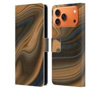 Head Case Designs Officially Licensed Suzan Lind Tan And Blue Marble Swirls Leather Wallet Case Compatible With Apple iPhone 17 Pro Max