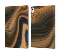 Head Case Designs Officially Licensed Suzan Lind Tan And Blue Marble Swirls Leather Wallet Case Compatible With Apple iPad Air 13 2024/2025