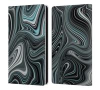 Head Case Designs Officially Licensed Suzan Lind Teal And Black Marble Swirls Leather Wallet Case Compatible With Amazon Fire 7 2022