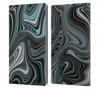 Head Case Designs Officially Licensed Suzan Lind Teal And Black Marble Swirls Leather Wallet Case Compatible With Amazon Fire Max 11 2023