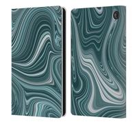 Head Case Designs Officially Licensed Suzan Lind Teal Marble Swirls Leather Wallet Case Compatible With Amazon Fire 7 2022
