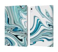 Head Case Designs Officially Licensed Suzan Lind Teal White Marble Swirls Leather Wallet Case Compatible With Apple iPad Air 13 2024/2025