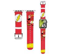 Head Case Designs Officially Licensed The Flash DC Comics Classic Logos And Character Genuine Leather Watch Strap Compatible With Apple Watch 42/44/45/49mm