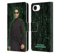 Head Case Designs Officially Licensed The Matrix Reloaded Neo 1 Key Art Leather Wallet Case Compatible With Apple iPhone 16e