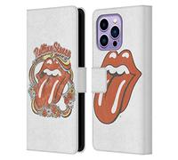 Head Case Designs Officially Licensed The Rolling Stones Flowers Tongue Graphics Leather Wallet Case Compatible With Apple iPhone 14 Pro Max