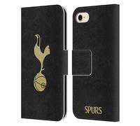 Head Case Designs Officially Licensed Tottenham Hotspur F.C. Black And Gold Badge Leather Book Wallet Case Cover Compatible With Apple iPhone 7/8 / SE 2020 & 2022