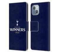 Head Case Designs Officially Licensed Tottenham Hotspur F.C. Blue 2025 European Winners Leather Wallet Case Compatible With Apple iPhone 14