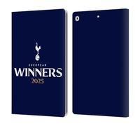 Head Case Designs Officially Licensed Tottenham Hotspur F.C. Blue 2025 European Winners Leather Wallet Case Compatible With Apple iPad 10.2 2019/2020/2021