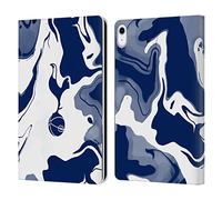 Head Case Designs Officially Licensed Tottenham Hotspur F.C. Blue And White Marble Badge Leather Wallet Case Compatible With Apple iPad 10.9 2022/2025