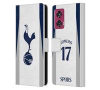 Head Case Designs Officially Licensed Tottenham Hotspur F.C. Cristian Romero 2025/26 Players Home Kit Leather Wallet Case Compatible With Motorola Edge 50 Fusion