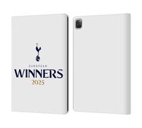 Head Case Designs Officially Licensed Tottenham Hotspur F.C. White 2025 European Winners Leather Wallet Case Compatible With Apple iPad Pro 12.9 2020/2021/2022
