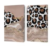 Head Case Designs Officially Licensed UtArt Cheetah Waves Wild Cat Marble Leather Wallet Case Compatible With Apple iPad Air 13 2024/2025