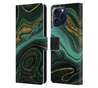 Head Case Designs Officially Licensed UtArt Gilded Teal Malachite Emerald Leather Wallet Case Compatible With Apple iPhone 16 Pro Max