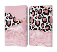 Head Case Designs Officially Licensed UtArt Pink Glitter Wild Cat Marble Leather Wallet Case Compatible With Apple iPad Air 13 2024/2025