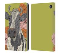 Head Case Designs Officially Licensed Valentina Moo Nature and Floral Leather Wallet Case Compatible With Amazon Fire 7 2022