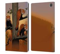 Head Case Designs Officially Licensed Vincent Hie Red Pandas Key Art Leather Wallet Case Compatible With Amazon Fire Max 11 2023