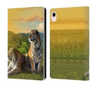 Head Case Designs Officially Licensed Vincent Hie Tigers In Sunset Key Art Leather Wallet Case Compatible With Apple iPad mini (2021/2024)