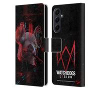 Head Case Designs Officially Licensed Watch Dogs Legion Pig Head Glitch Key Art Leather Wallet Case Compatible With Samsung Galaxy A55 5G