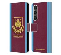 Head Case Designs Officially Licensed West Ham United FC 2015/16 Final Home Retro Crest Leather Book Wallet Case Cover Compatible With Sony Xperia 1 V 5G
