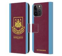 Head Case Designs Officially Licensed West Ham United FC 2015/16 Final Home Retro Crest Leather Wallet Case Compatible With Apple iPhone 15 Pro Max