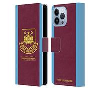 Head Case Designs Officially Licensed West Ham United FC 2015/16 Final Home Retro Crest Leather Wallet Case Compatible With Apple iPhone 13 Pro Max