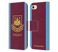 Head Case Designs Officially Licensed West Ham United FC 2015/16 Final Home Retro Crest Leather Wallet Case Compatible With Apple iPhone 7/8 / SE 2020 & 2022