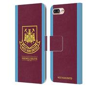 Head Case Designs Officially Licensed West Ham United FC 2015/16 Final Home Retro Crest Leather Wallet Case Compatible With Apple iPhone 7 Plus/iPhone 8 Plus