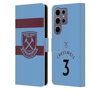 Head Case Designs Officially Licensed West Ham United FC Aaron Cresswell 2020/21 Players Away Kit Leather Wallet Case Compatible with Samsung Galaxy S25 Ultra