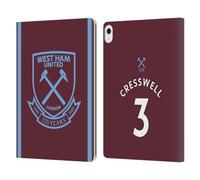 Head Case Designs Officially Licensed West Ham United FC Aaron Cresswell 2020/21 Players Home Kit Leather Wallet Case Compatible With Apple iPad Air 13 2024/2025