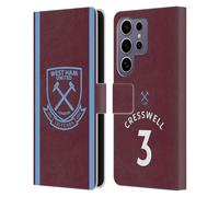 Head Case Designs Officially Licensed West Ham United FC Aaron Cresswell 2020/21 Players Home Kit Leather Wallet Case Compatible with Samsung Galaxy S25 Ultra