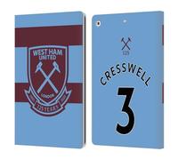 Head Case Designs Officially Licensed West Ham United FC Aaron Cresswell 2021/22 Players Away Kit Leather Wallet Case Compatible With Apple iPad 10.2 2019/2020/2021