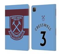 Head Case Designs Officially Licensed West Ham United FC Aaron Cresswell 2021/22 Players Away Kit Leather Wallet Case Compatible With Apple iPad Pro 11 2020/2021 / 2022