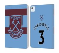 Head Case Designs Officially Licensed West Ham United FC Aaron Cresswell 2021/22 Players Away Kit Leather Wallet Case Compatible With Apple iPad Air 11 2020/2022/2024/2025