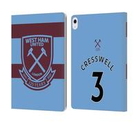 Head Case Designs Officially Licensed West Ham United FC Aaron Cresswell 2021/22 Players Away Kit Leather Wallet Case Compatible With Apple iPad Air 13 2024/2025